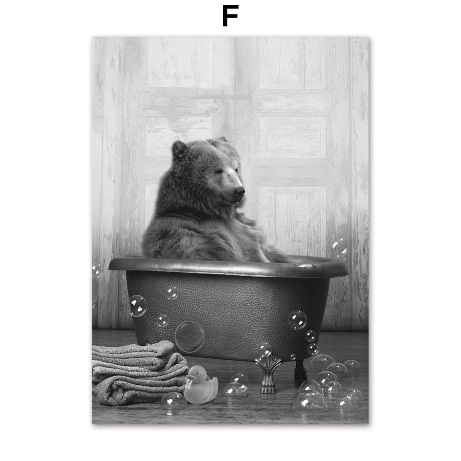 Animals in the Bathtub Canvas Art