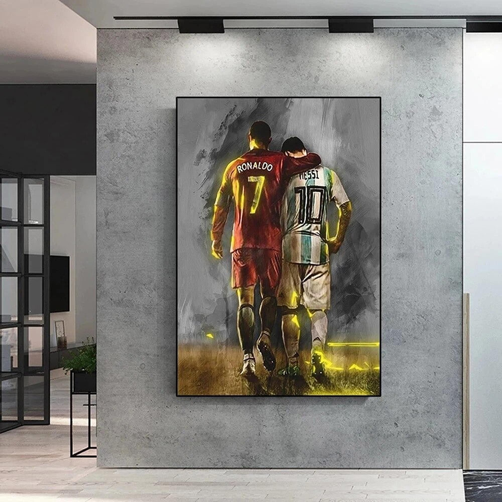 Ronaldo and Messi Football Canvas Art