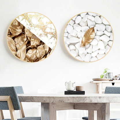 Luxury Round Golden Leaf Canvas Art