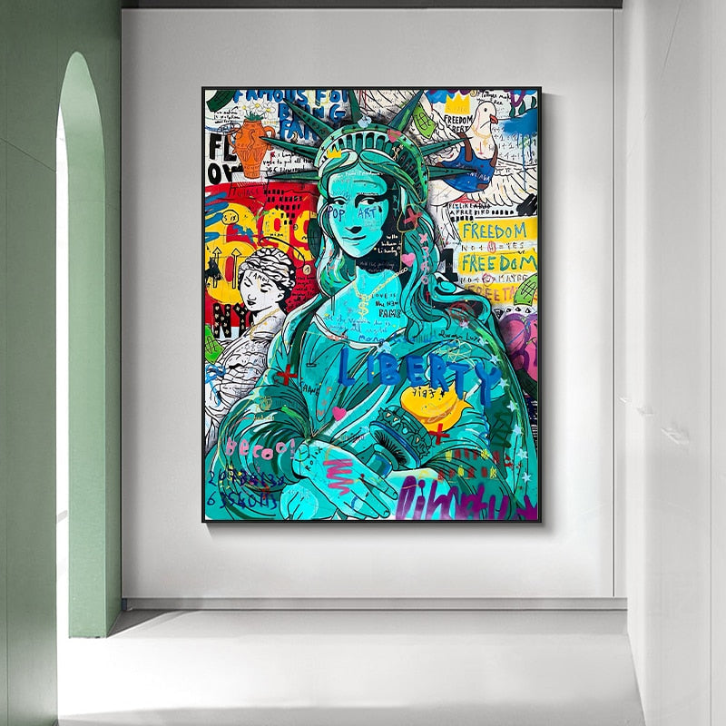 Graffiti Statue Of Liberty Canvas Art