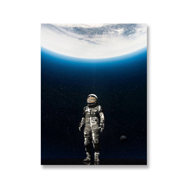 Astronaut In Space Looking Down On The Earth Canvas Art