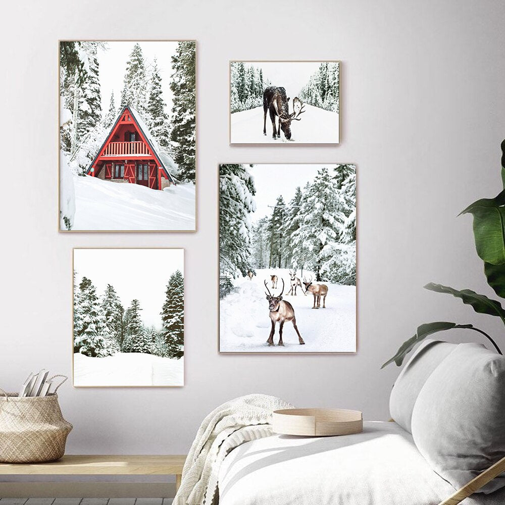 Winter Wonderland Sika Deer Canvas Art