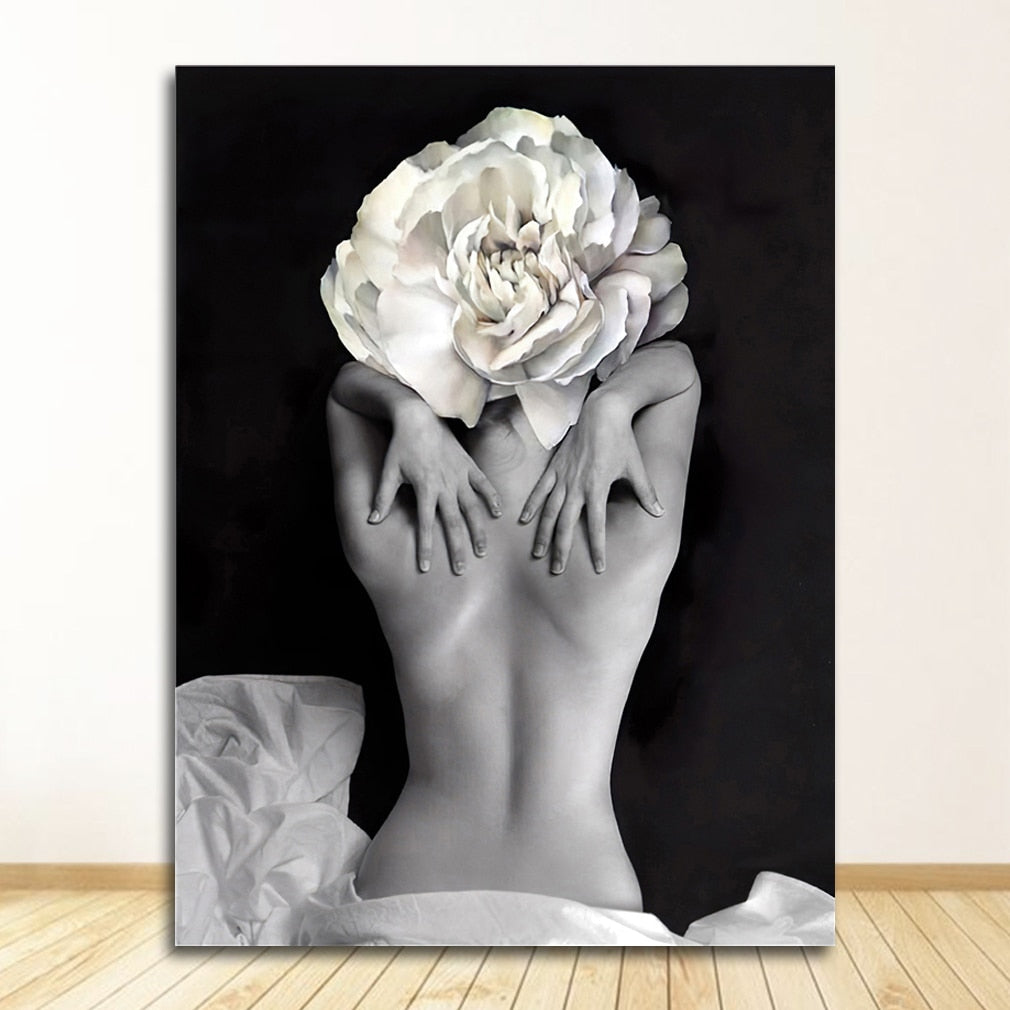 Woman Flower Head Canvas Art