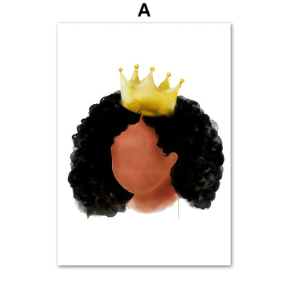 Black Girl and Boy Crown Canvas Art