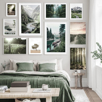 Green Forest Valley Canvas Art