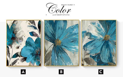 Blue Paint Flowers Canvas Art