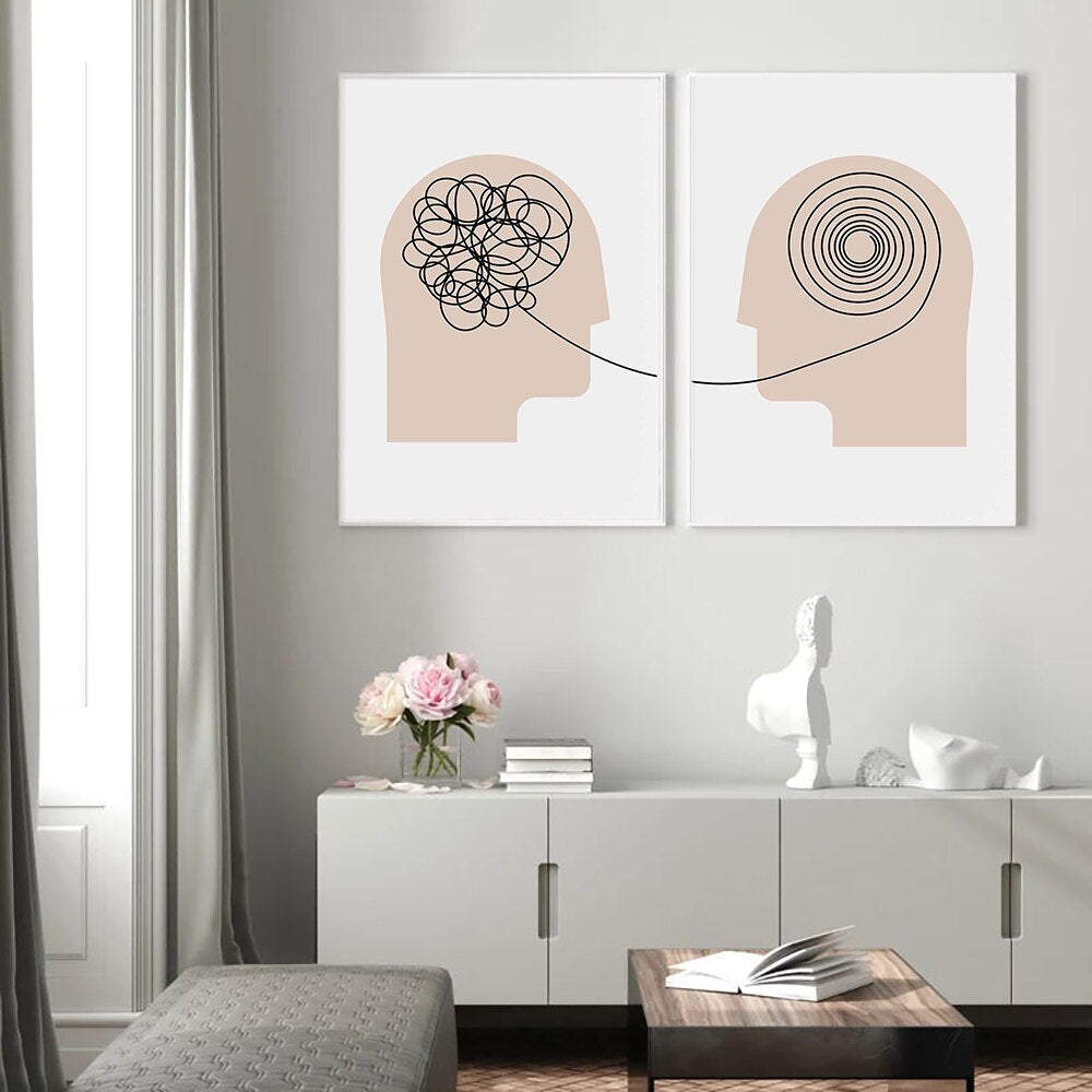 Minimalist Abstract Human Brain Idea Canvas Art