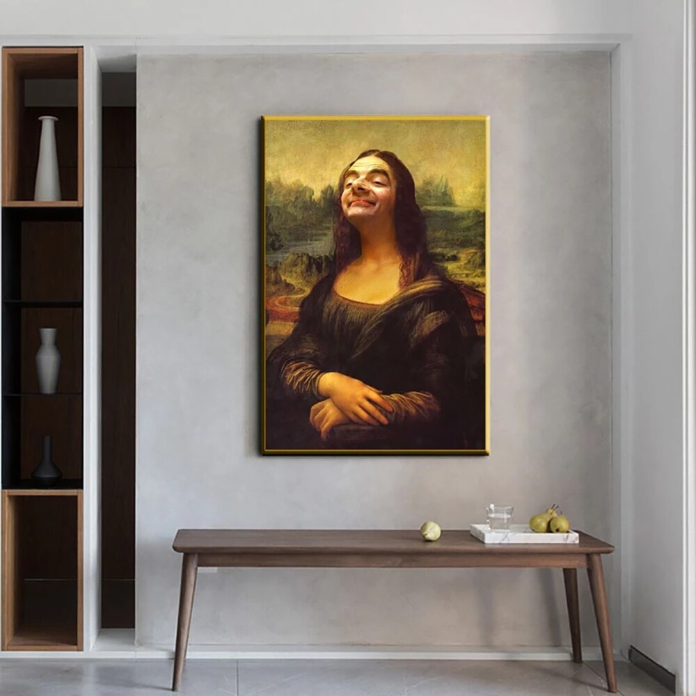 Funny Mona Lisa Mr Bean Portrait Canvas Art