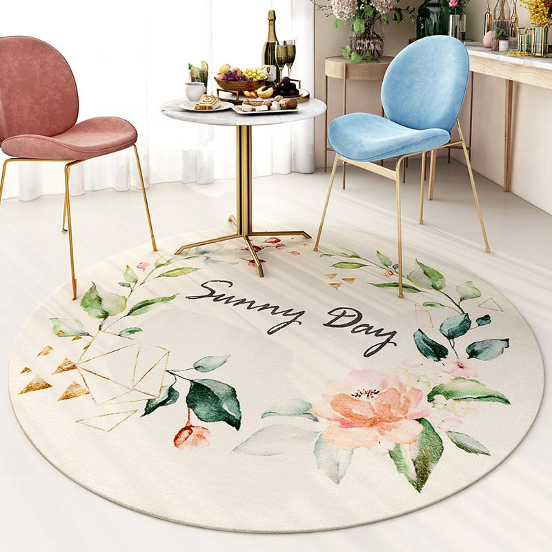 Lamb Flower Pattern Round Rug