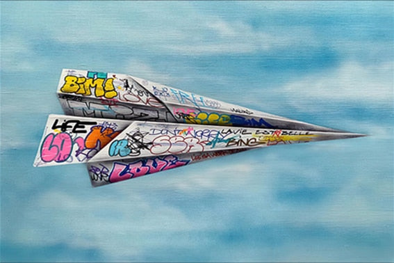 Graffiti Paper Plane Canvas Art