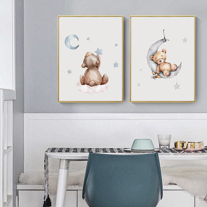 Baby Nursery Wall Art Bear Bunny Canvas