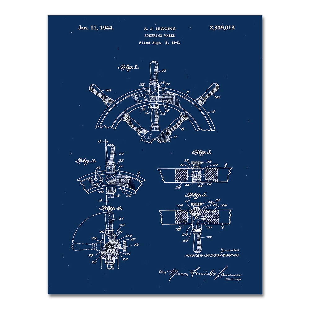 Sailboat Anchor Patent Blueprint Canvas Art