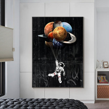 Cartoon Astronaut Wall Art Canvas