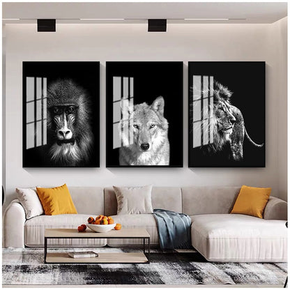 Black and White Animal Wall Art Canvas