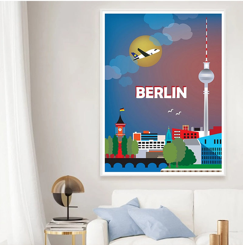 Berlin Madrid Poster Canvas Art