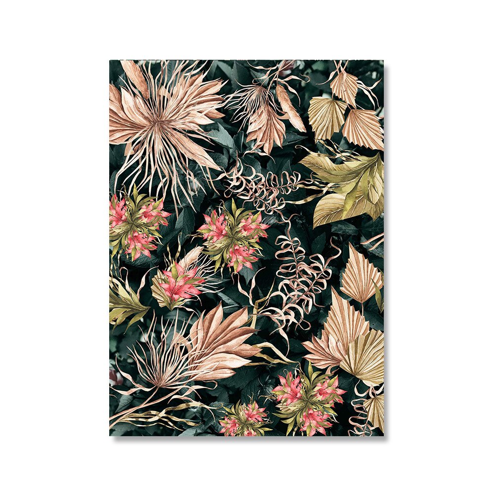 Luxurious Leaves and Flowers Canvas Art