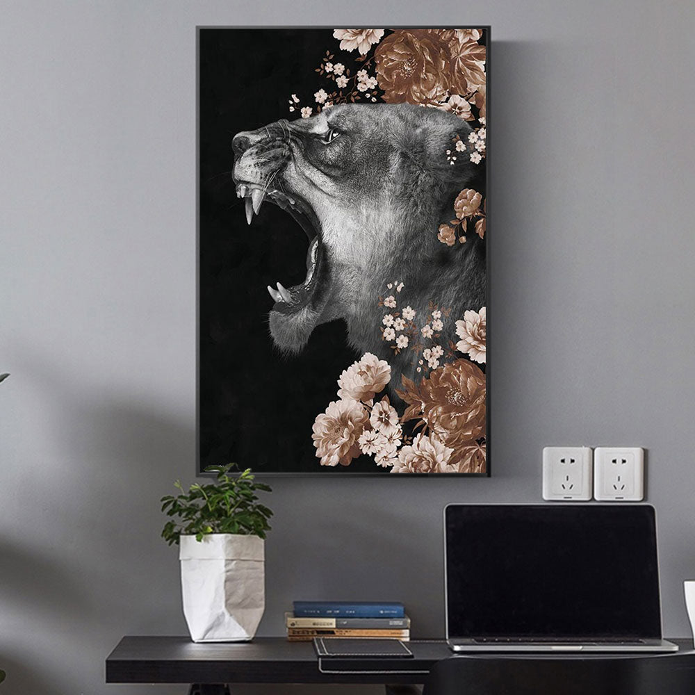 Shrub Floral Wild Tiger Canvas Art