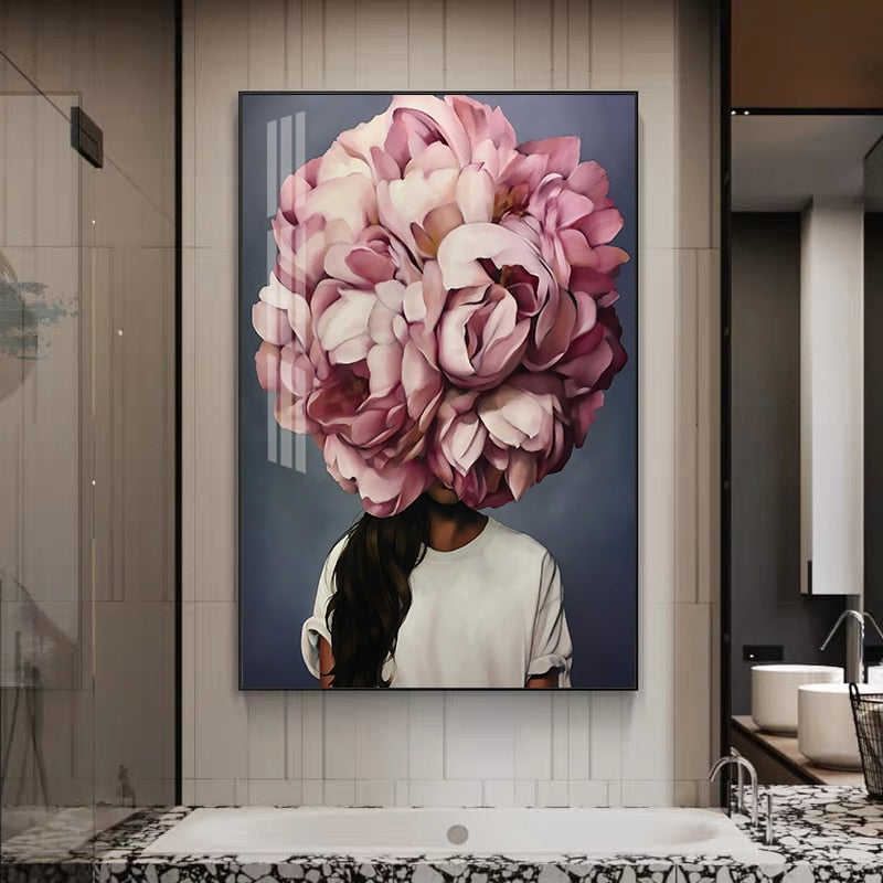 Lady Head Flower Canvas Art