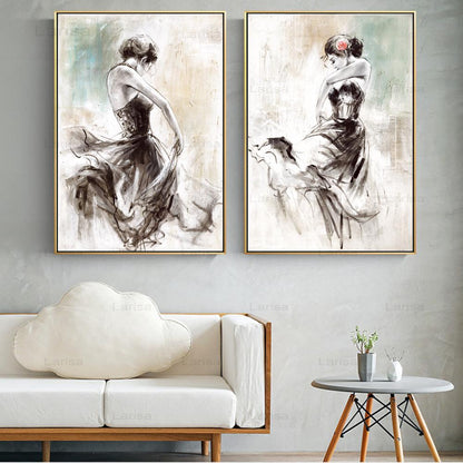 Violin and Dancing Woman Canvas Art