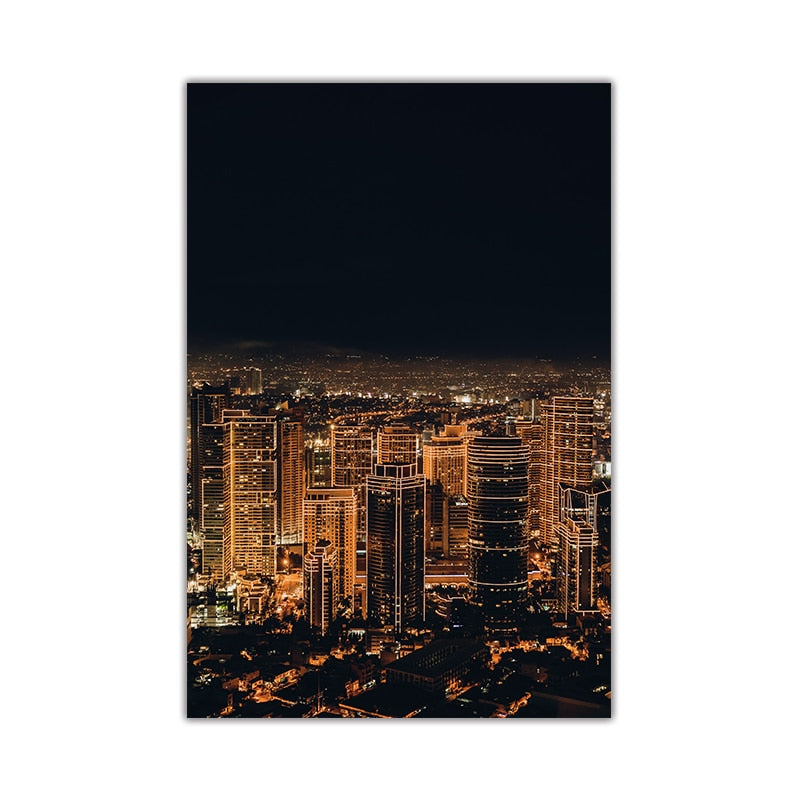 Night Cities Skylines Canvas Art