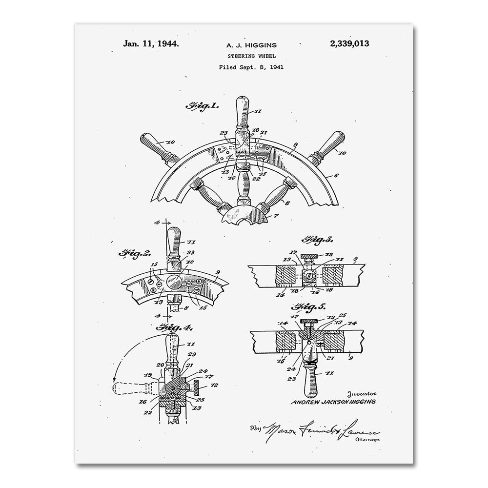 Sailboat Anchor Patent Blueprint Canvas Art