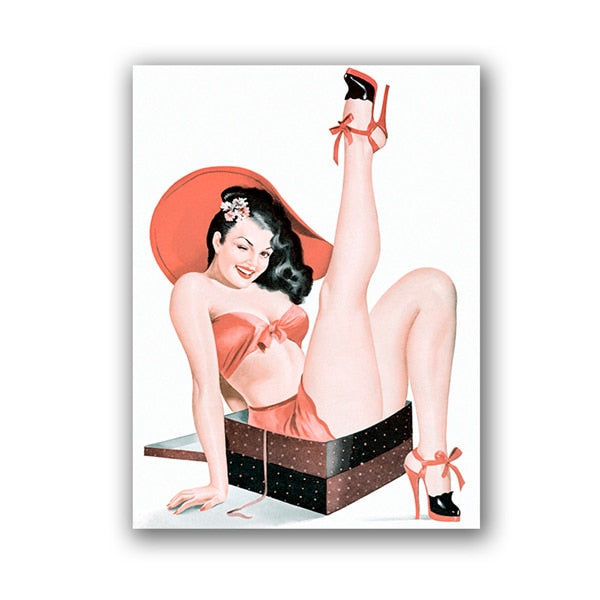 Vintage Pin Up Girl Sexy Women Canvas Art