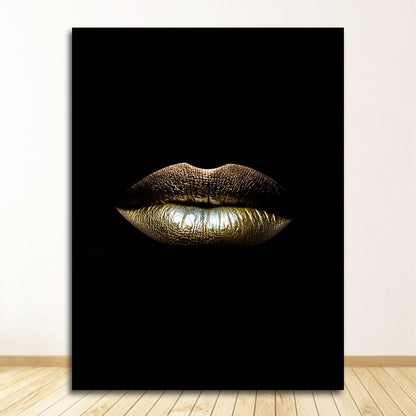 Sexy Gold Lips Canvas Art