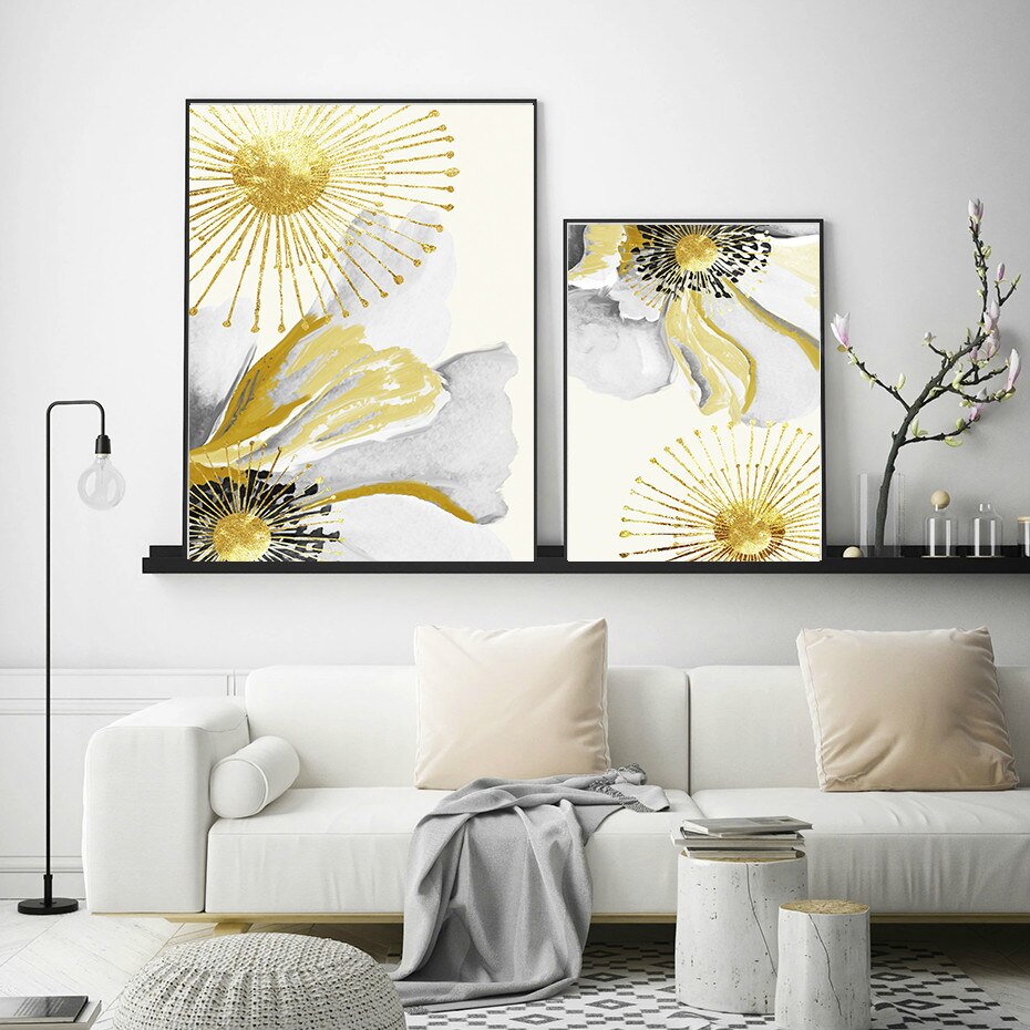 Golden Ginkgo Flower Canvas Art