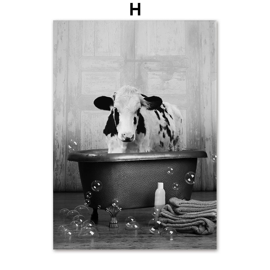 Animals in the Bathtub Canvas Art