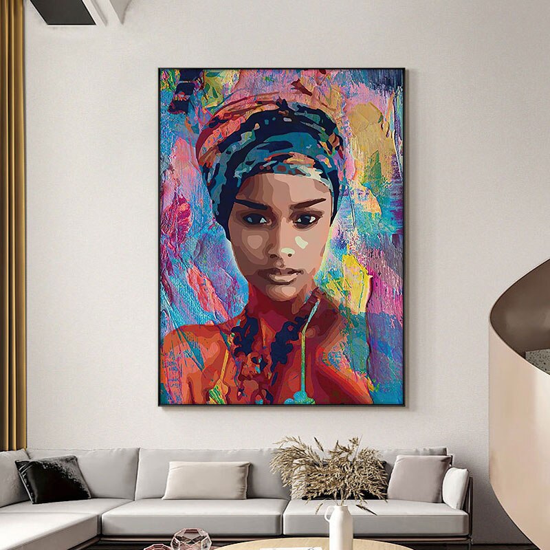 Woman with Headscarf Painting Canvas Art