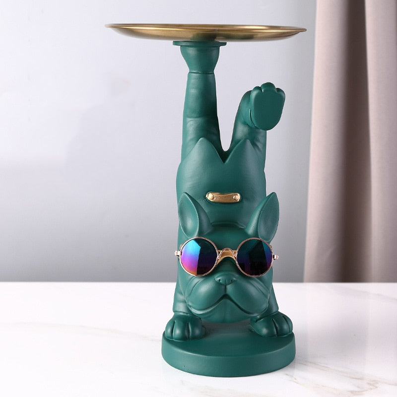 Handstand Bulldog Tray Statue