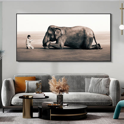 Child Lectures Elephant Wall Art Canvas