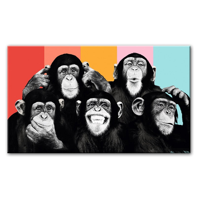 Funny Monkeys Graffiti Canvas Art