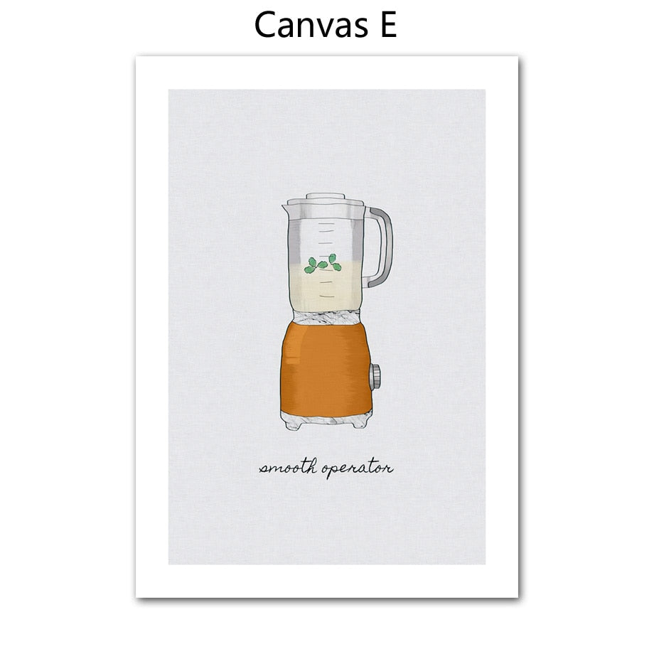 Toaster Teapot Kitchen Canvas Art