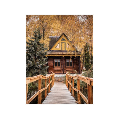 Autumn Forest Wooden House Canvas Art