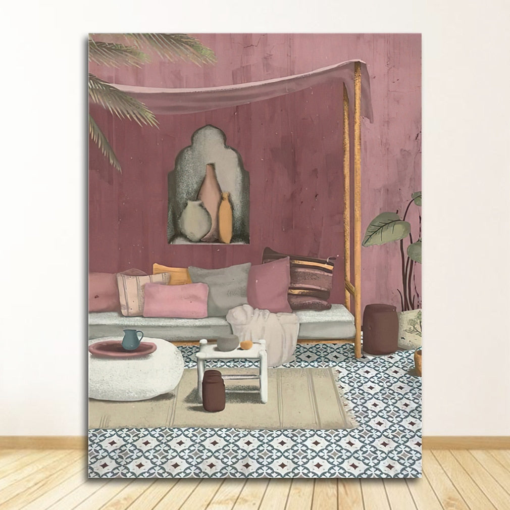 Morocco Cartoon Canvas Painting Art