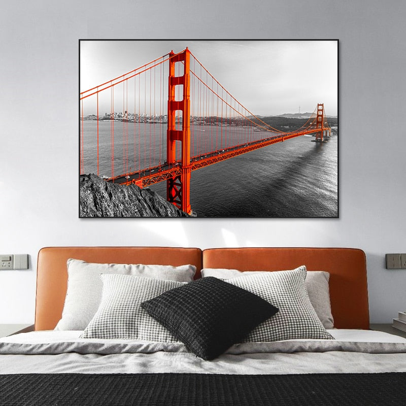 Black and White Golden Gate Bridge Canvas Art