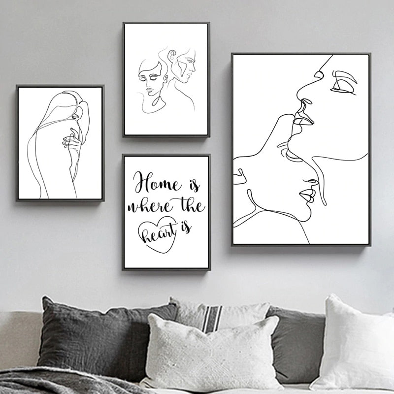 Minimalist Body Line Drawing Abstract Canvas Art