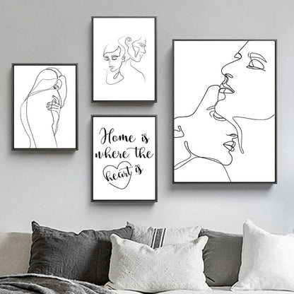 Minimalist Body Line Drawing Abstract Canvas Art