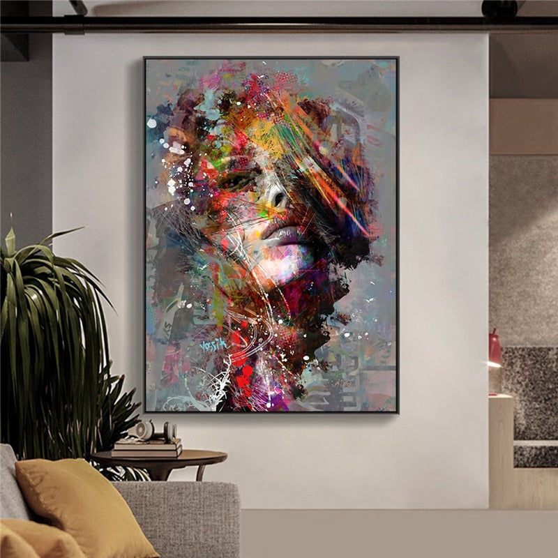 Abstract Girl Graffiti Canvas Art