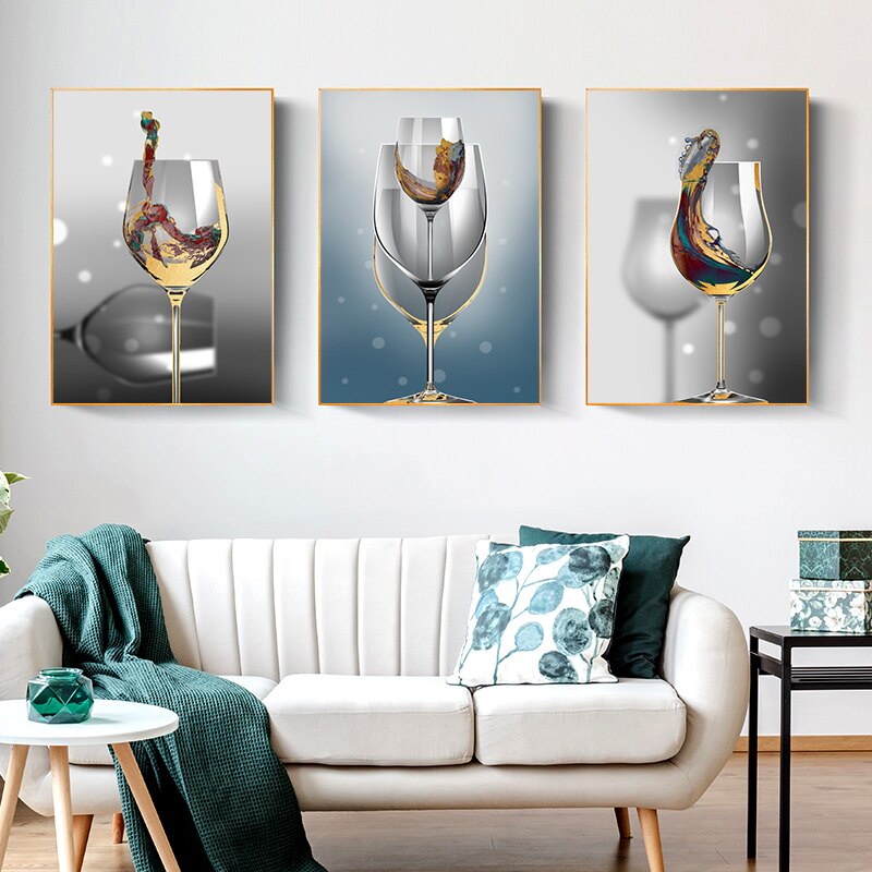 Wine Glass Gold Canvas Art