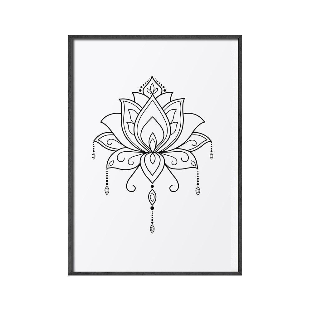 Mandala Buddha Lotus Line Zen Canvas Art