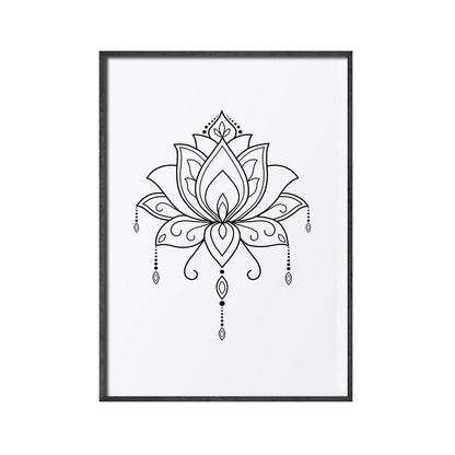 Mandala Buddha Lotus Line Zen Canvas Art