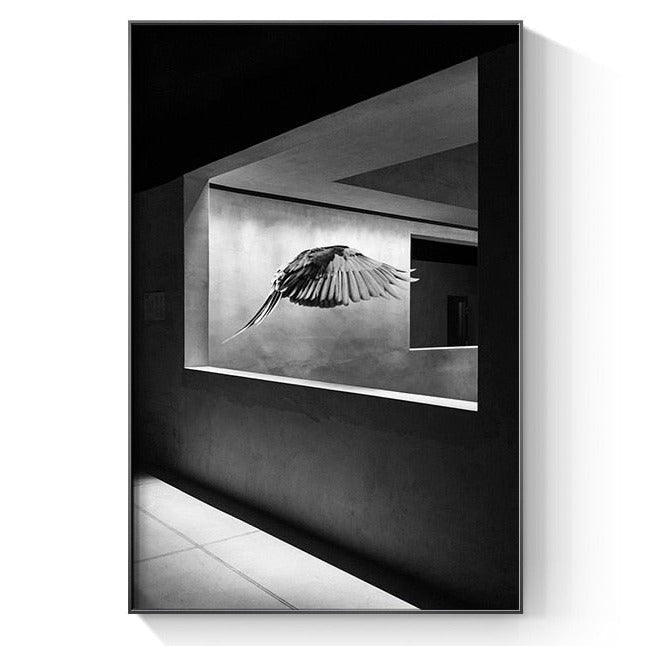 Black and White Animal On The Stairs Canvas Art