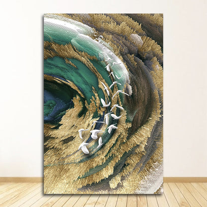 Golden Fish and Bird Canvas Art