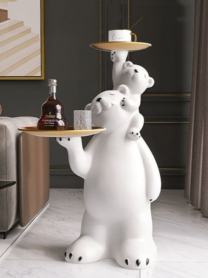 Polar Bear Cub Statue with Trays