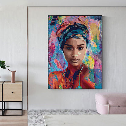 Woman with Headscarf Painting Canvas Art