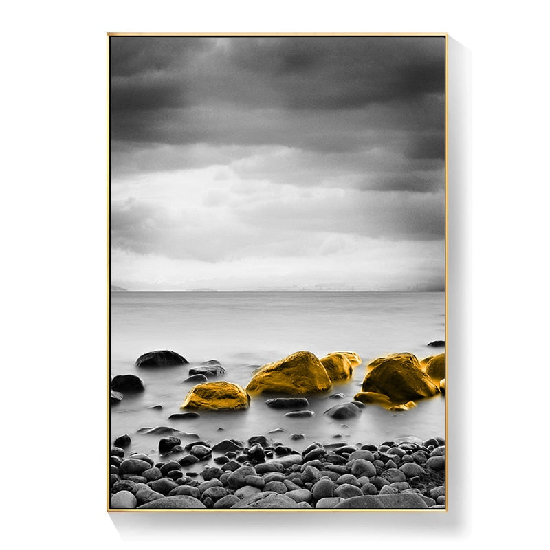 White and Black Bridge Reef Rock Canvas Art