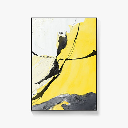 Abstract Yellow And Black Marble Canvas Art