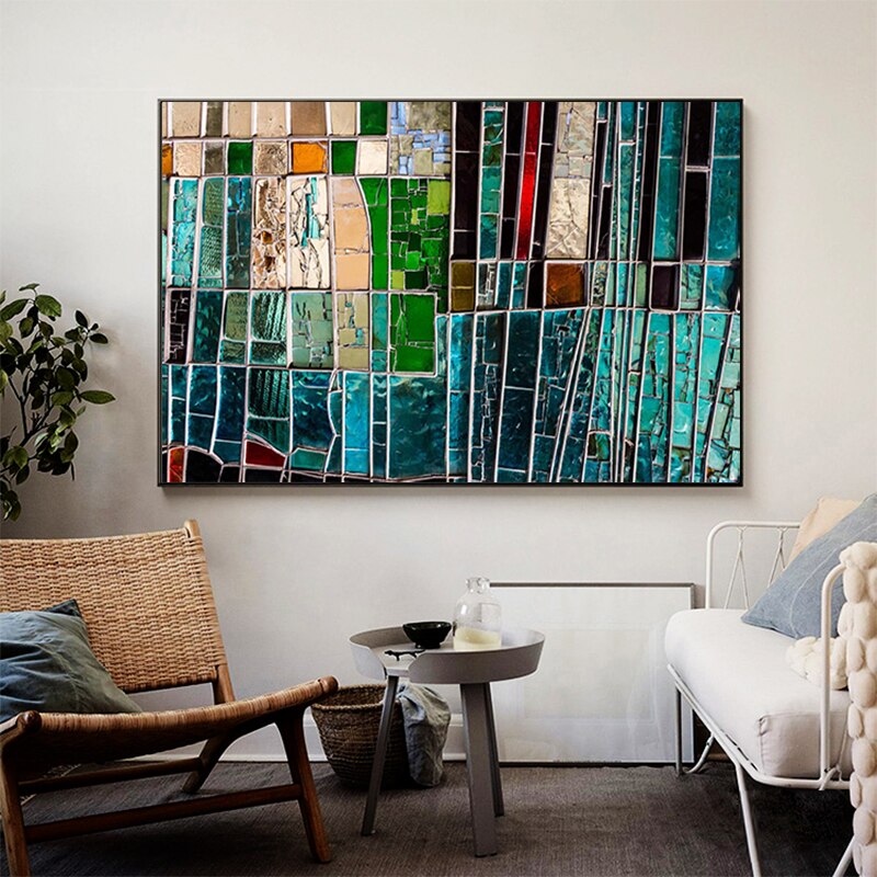 Abstract Mosaic Porcelain Canvas Art